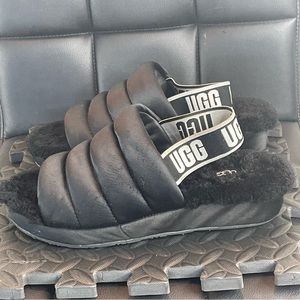 UGG Black Women’s Fluff Sport Slides